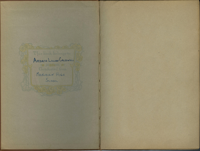 The interior first page of the scrapbook identifying it as belonging to Ardath Lillian Caldwell.