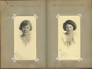 Two images of Ardath's friends. One is signed "Lest you Forget, Pebble, 23" and the other "votre amie, Vera H., 22".