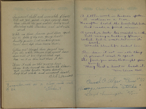 Two poems and two quotes from Ardath's classmates. One reads <br>"Russel O. Alger "Russ" '22. Always remember "Stude"