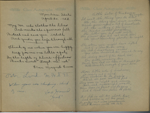 Several more poems and quotes. One reads <br>"When you are thinking, think of me." Lee Marcund ("Mark")