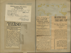 Several newspaper articles and one fun "Permit" from Meridian High School.