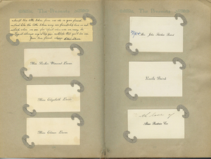 Two pages of cards. Perhaps from those who gave her gifts for her graduation.