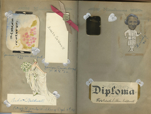 More party invitations and events attended by Ardath Caldwell. One interesting item is an x-ray of a finger with a visible ring. It's hard to see in the image, but clear as day when viewed under a light.