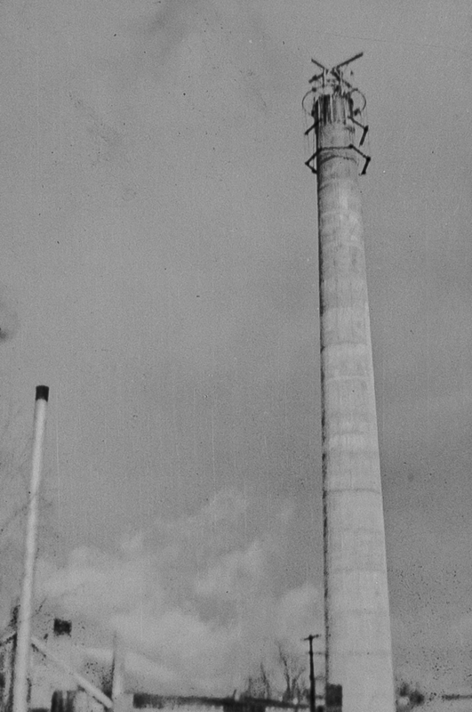 The new smoke stack for the creamery