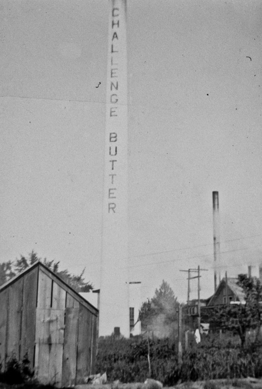 View of the smoke stack with Challenger logo.