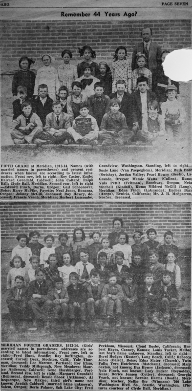 Pictures taken in 1913-1914 of two class grades at a Meridian grade school.