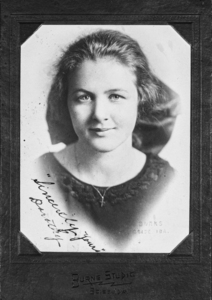 Young woman, Dorothy, posing for a photo.  Burns Studio operated in Idaho from 1919-2013. 