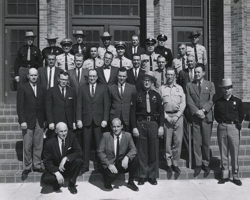 Gene Hiner with Police and Sheriff Deputies; possibly circa 1958 when Hiner was with the Ada County Sheriff's Office