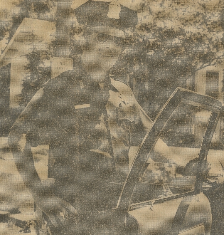 Officer Lee Cordell pictured in newspaper announcing Meridian Police new blue uniforms. Previously they had two-toned uniforms.