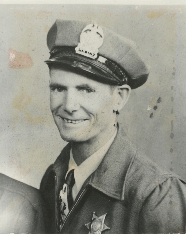 Photo of Steve McGill, son of former Marshall John McGill and brother of Police Chief Bud McGill. Steve McGill was named Meridian Chief of Police in August 1953 and for three years was the only officer in Meridian. In August of 1956, McGill was able to hire an extra officer so he was not on call 24 hours a day. Steve McGill remained Chief of Police until his death in December of 1960. 