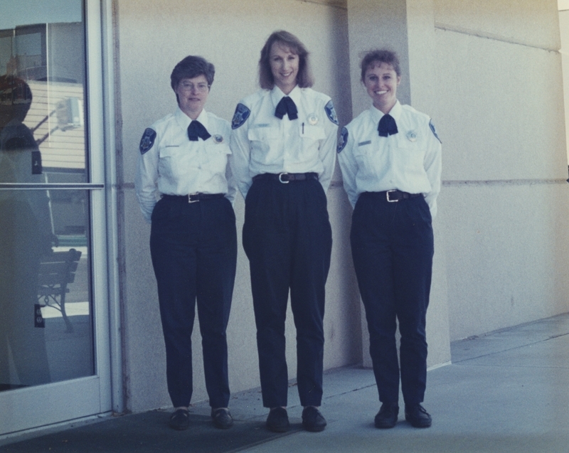 From left to right: Jean Moore, Laree Miller, Robyn Slocum. Photo 1997. 