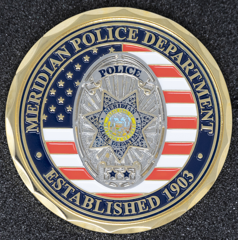 Meridian Police Coin 2-Front Side, circa 2007 or some time during Jeff Lavey's tenure as Meridian Police Chief. 