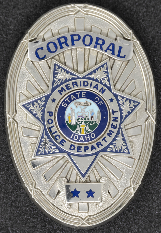 Meridian Police Corporal badge, circa 2007 or some time during Jeff Lavey's tenure as Meridian Police Chief. 