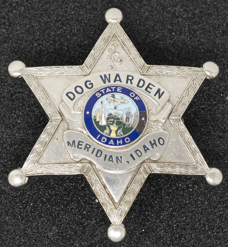 Meridian Police-Dog Warden badge, circa 2007 or some time during Jeff Lavey's tenure as Meridian Police Chief.