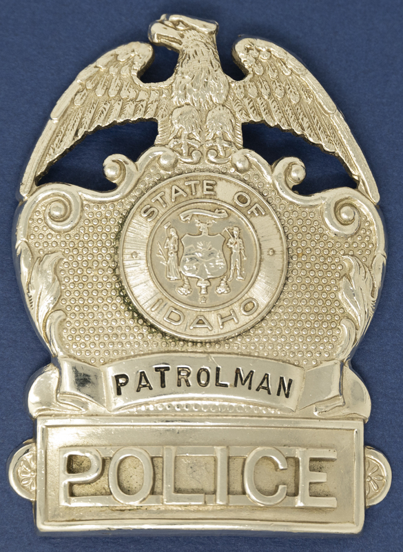 Meridian Patrolman Badge (with eagle)--the badges with eagle style show up in photos of the Meridian Police Department as far back as the 1950s. This badge's information is undated, but could be as old as the 1950s. 