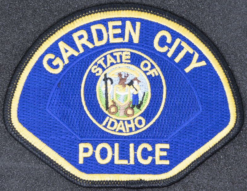 Garden City Police Officer patch, part of MPD's Idaho patch and badge collection circa 2007. The patch and badge collection hangs on the MPD meeting room wall, and indicates the respect Meridian Police officers have for other police in the surrounding areas.