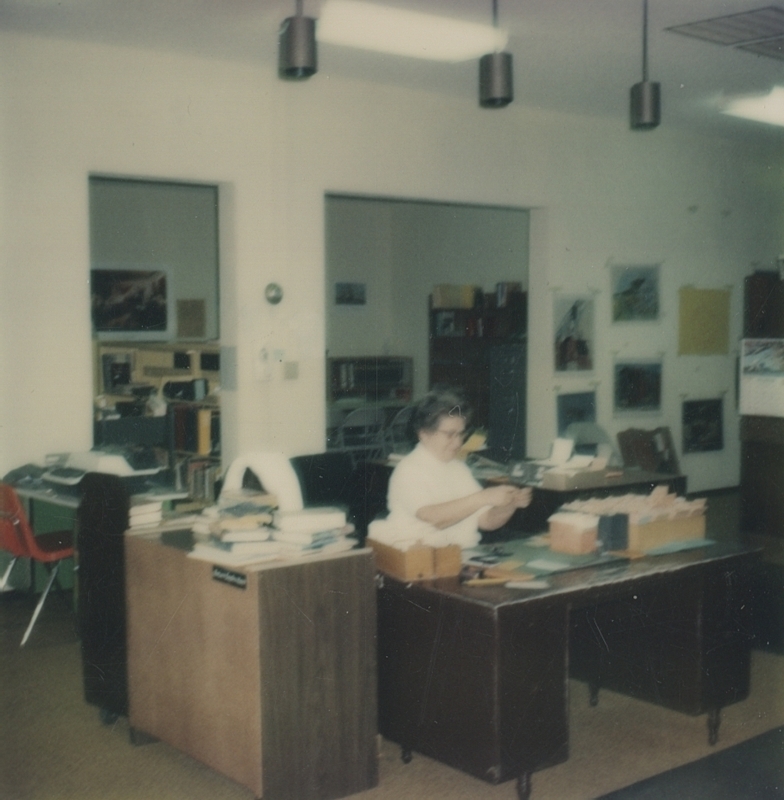 Fern Wilson hard at work in the library, November 5, 1976.