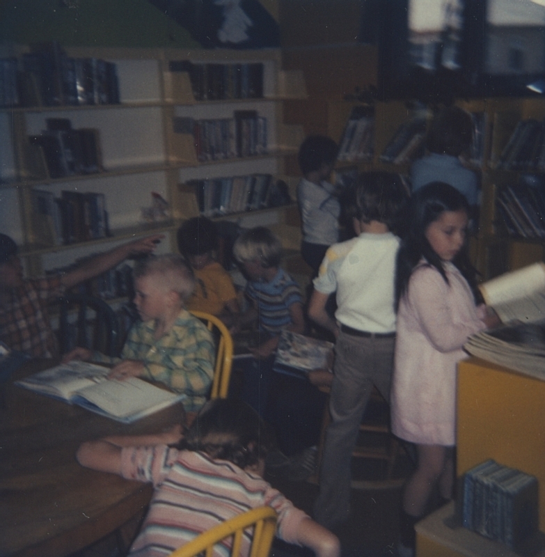 In May of 1982, Pam Blount's first grad class visits the Meridian Library.