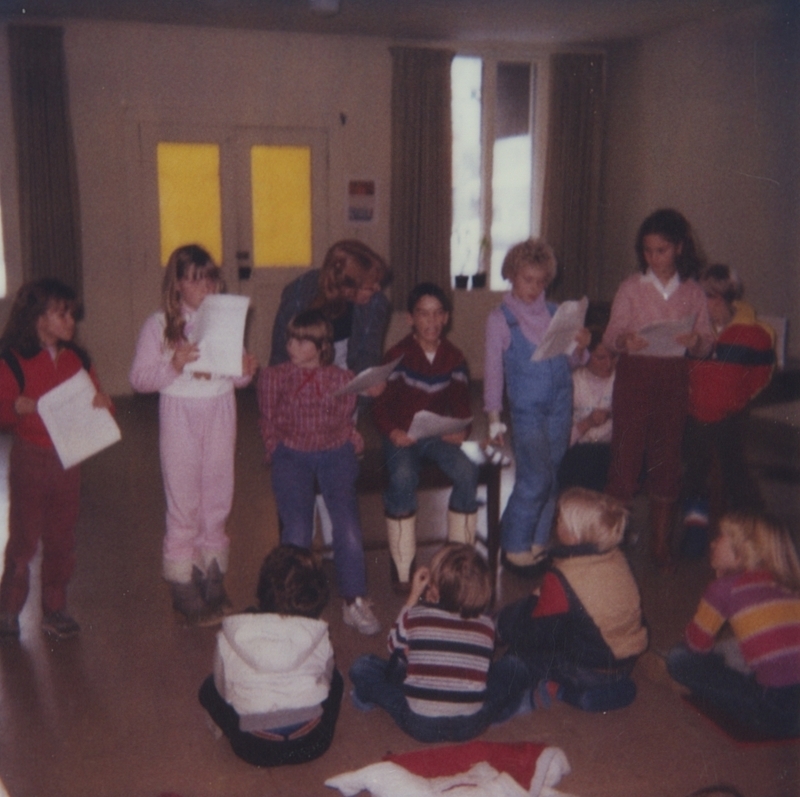 On Tuesday January 3, 1984, children gather in the library for "The Shoemaker & the Elves" event. 