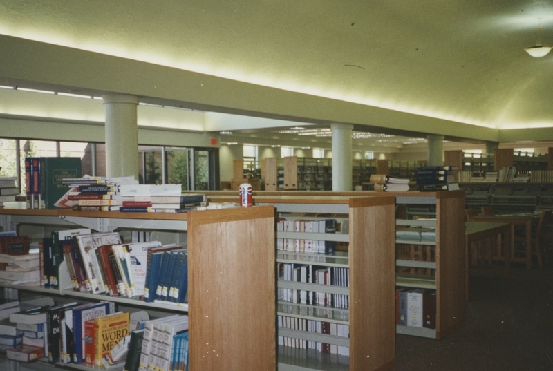 Photo of books shelved at the new Cherry Lane Library. 