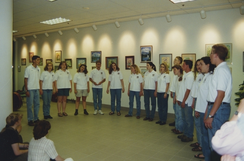 The Meridian High School Jazz Choir performs in the lobby during the Cherry Lane Library's open house. 