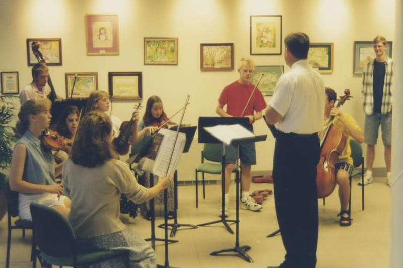 The Meridian High School String Quartet performs in the lobby during the Cherry Lane Library's open house. 