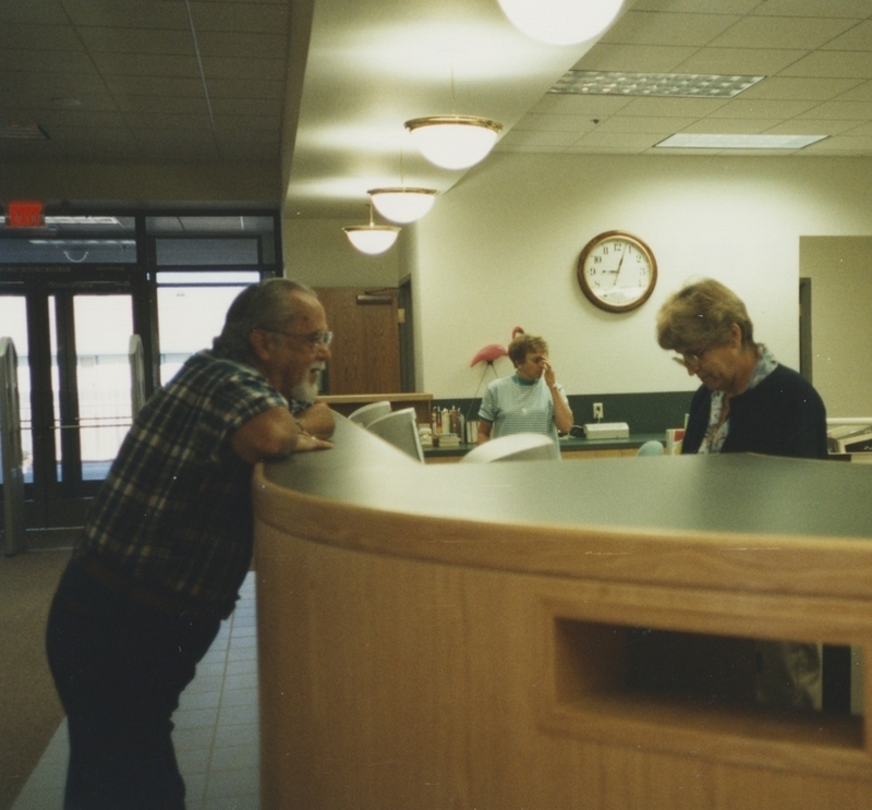 The first library patron to walk into the Cherry Lane Library on its official opening day, May 19, 1997. 