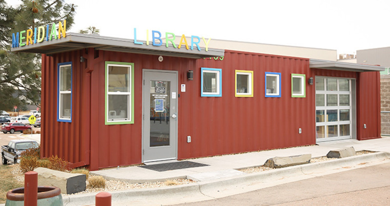 Meridian Library District's Tiny Library Branch, circa 2018. MLD repurposed a 320 square-foot shipping container and turned it into an early literacy focused library. 