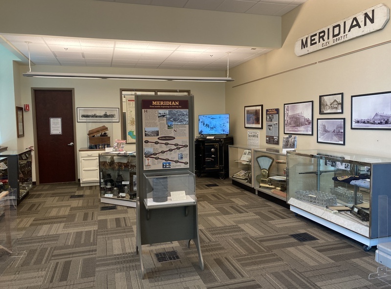 Meridian Library District's History Center exhibit room located at Meridian City Hall, 2024. 