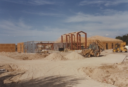 Construction progress on the Cherry Lane Library, September 24, 1996. 