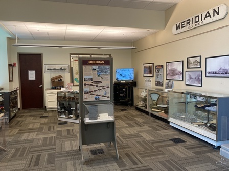 Meridian Library District's History Center exhibit room located at Meridian City Hall, 2024. 