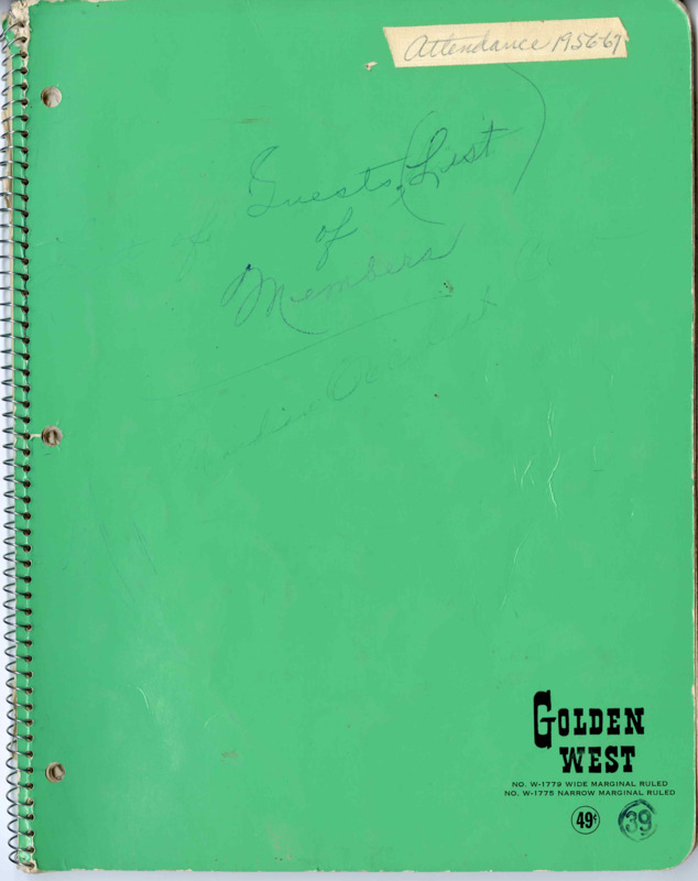 Occident Club Guest Book 1956-1967 monthly meeting guest attendance records