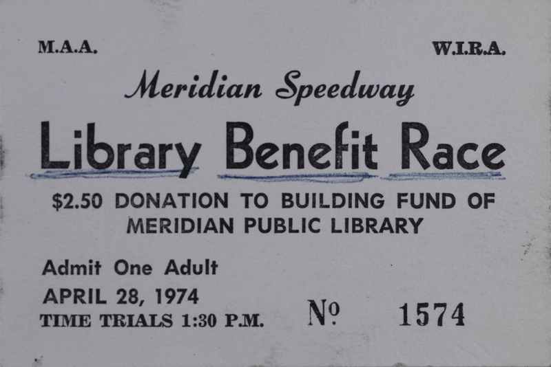 Meridian Library fundraising event at the Meridian Speedway. A portion of the funds earned went to the building of the new Meridian Library.