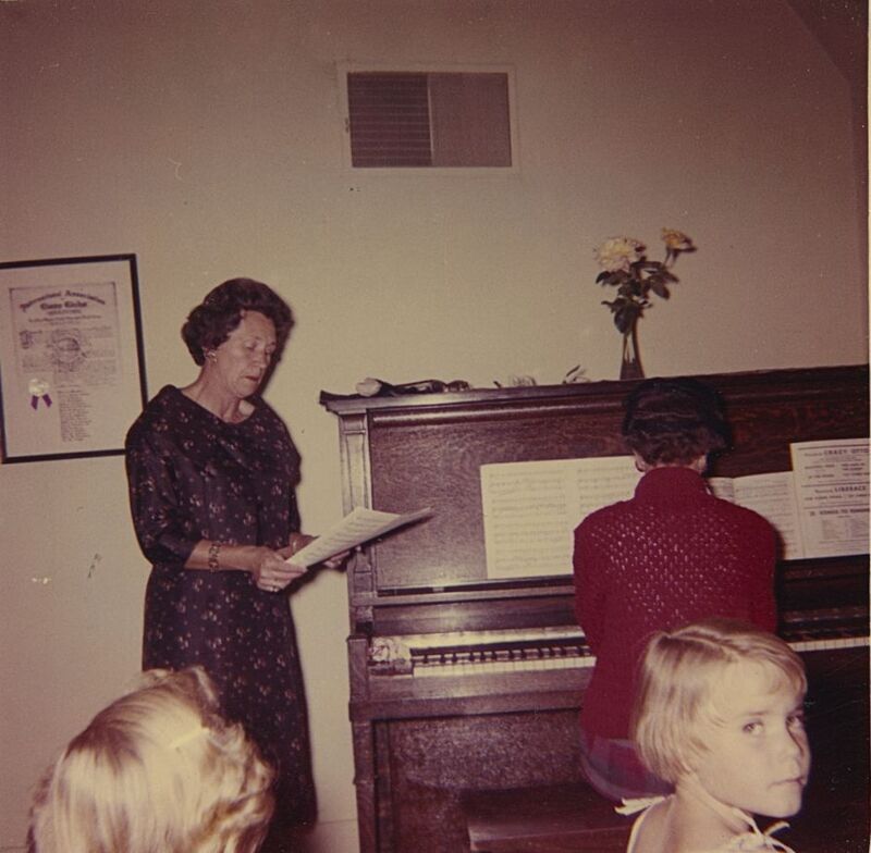 Mrs. Joy Flack sings "The Prayer," accompanied by Mrs. Elsie Riddlemoser 