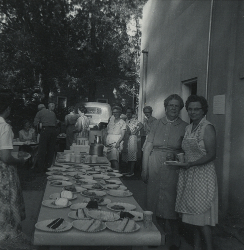 Occident Club President Mrs. Ray Anderson and Past President Mrs. Fred Bower at the 1964 Ice Cream Social