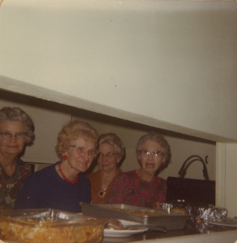 Occident Club Lunceon Committee, 1973: Glady Kelley, Oma Jenkins, Clara Maw, Edith Crockett