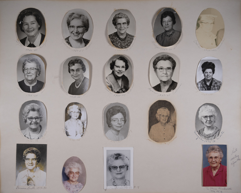 Photos of Occident Club Presidents from 1956-1996; missing presidential years--Opal Merrell (1984-1985), Annie Jones (1985-1986); June Thomas (president again, 1987-1988); Gladys Stuart (president again, 1988-1990); Rose Kriegbaum (1990-1992); Louise McGehee (1992-1994)