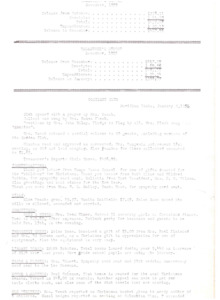 <b>January 2, 1956:</b> Committee reports; library board reports 9,442 books loaned over 1955 with more grade school pupils using library; program of two musical numbers and a review of the life of Western artist Charles Russell<br><b>February 6, 1956:</b> Committee reports; motion carried to donate money for a permanent backdrop for Christmas Pageant to the Chamber of Commerce; program with special guest Mr. Frank Church, former President of Crusade for Freedom project, speaking on his trip to Europe and what the crusade is doing for those behind the iron curtain<br> <b>March 5, 1956:</b> Committee reports; program with guest speaker Lt. John McDonald who spoke on "Ground Observer Corp"<br><b>April 2, 1956:</b> Committee reports; program consisted of a cancer film<br><b>May 7, 1956:</b> Club opened with Devotion by Mrs. Veach; committee reports; motion carried that club join the Bloodmobile group; nomination and election of club officers for next year, with Hazel Hedges elected president; program by Mrs. Pratts Girl Ensemble from Eagle Junior High sang five musical numbers<br><b>June 4, 1956:</b> Committee reports; motion carried to raise club membership dues to $2 a year; motion carried to donate $5 to girl scout campship; motion carried to donate money to Red Cross, Cancer, and Polio; installation of new club officers; new committee member breakdown presented<br><b>September 3, 1956:</b> Committee reports; library board reports best summer of book loans to date<br><b>October 11, 1956:</b> Committee reports; Mrs. Heath Sebern is doing an article for The Salt Lake Tribune on history of Meridian and wants an early day history of the Occident Club, club historian to work with her; program led by Mrs. Ed. Tobert who gave a talk on "Women and the Vote"<br><b>November 5, 1956:</b> Committee reports; program on Christmas candle making and a talk by Mr. Howard Lee, Assistant supervisor of the National Forest Recreation, on "Management of National Forest Recreation"<br><b>December 3, 1956:</b> Committee reports; motion carried to give Children's Aid Society money