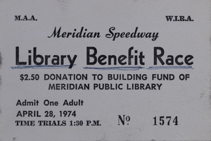 Meridian Library fundraising event at the Meridian Speedway. A portion of the funds earned went to the building of the new Meridian Library.