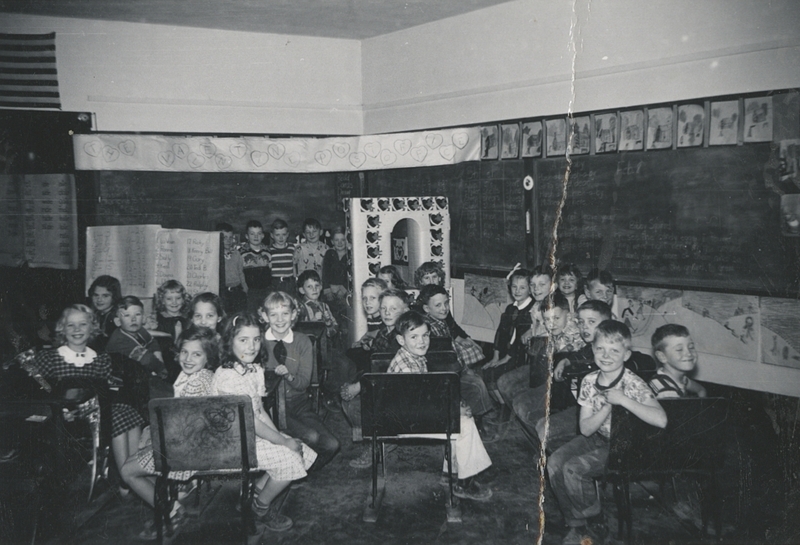 Meridian Elementary School Students sit in class, circa late 1940s to 1950s