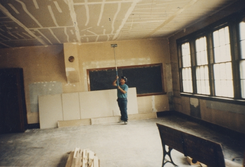 New ceiling during the Pine Street School renovation process, 1993