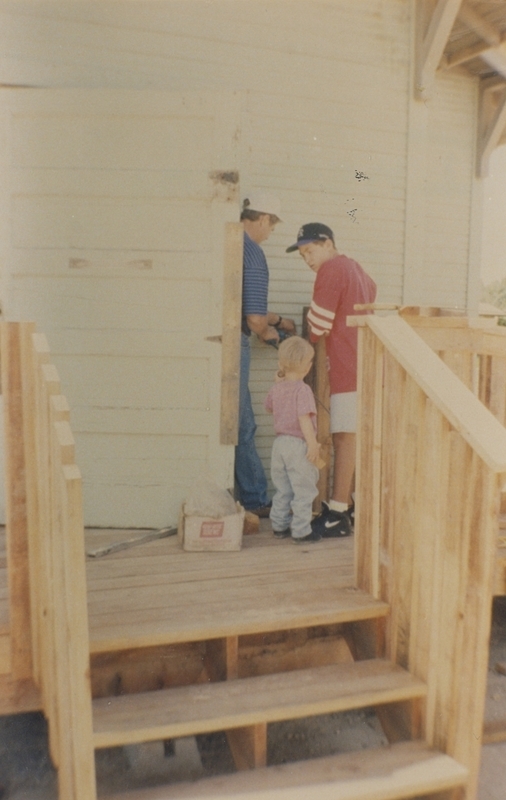 Adam Berry Eagle Scout Project building the entry porch, steps, and handicap ramp for the Pine Street School renovation, 1993