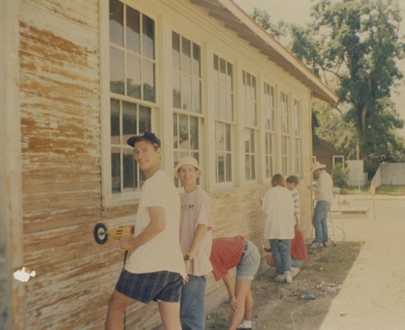 Brent Borup Eagle Scout Project, 1993–Borup’s Eagle Scout Project was preparing and painting the exterior of the school house. This meant the scrapping of old paint, and painting the school with primer and then exterior paint. 