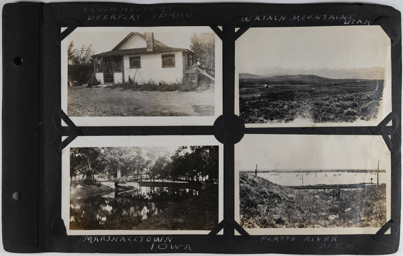 Top left: Home in Deer Flat, Idaho.<br>Top right: Field in front of the Wasatch mountains, Utah.<br>Bottom left: Bridge over a stream in Marshalltown, Iowa.<br>Bottom right: Platte river, Nebraska.