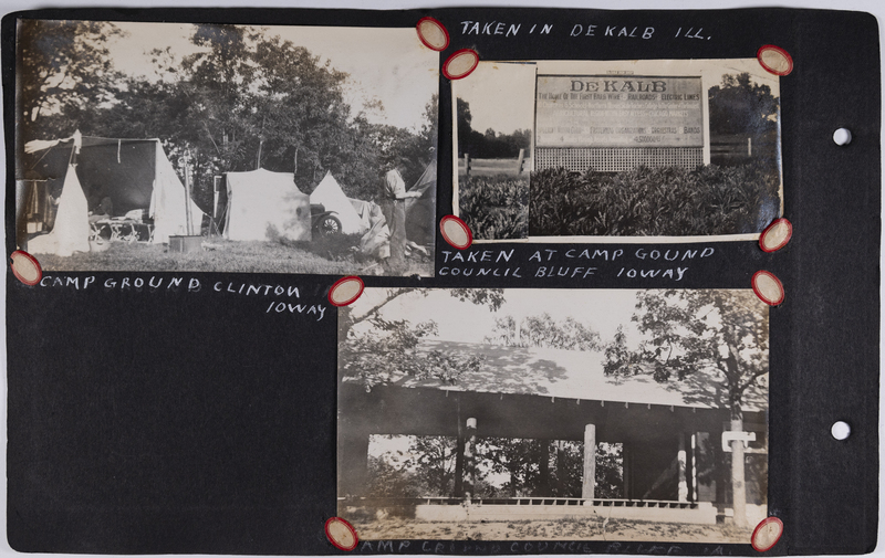 Top left: Campground in Clinton, Iowa.<br>Top right: Sign entering DeKalb Illinois.<br>Bottom: Campground in Council Bluffs, Iowa.