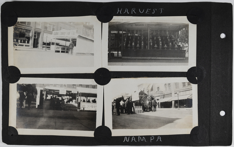 Top left: Idaho Coney Fur Company booth.<br>Top right: Nampa Chamber of Commerce awards booth.<br>Bottom left: Unknown booth.<br>Bottom right: Unknown booth.