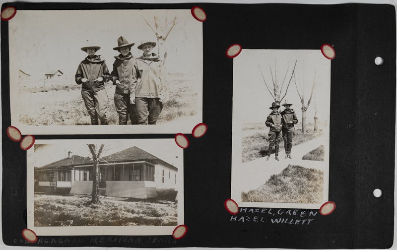 Top left: Three women stand in front of houses in Meridian, Idaho.<br>Bottom left: House in Meridian, Idaho.<br>Right: Hazel Green and Hazel Willet stand on sidewalk in Meridian.