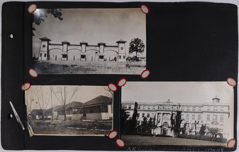 Top: Central States Fair and Exposition entrance, Illinois.<br>Bottom left: House in Meridian, Idaho.<br>Bottom right: College of Agriculture, Ames, Iowa. 