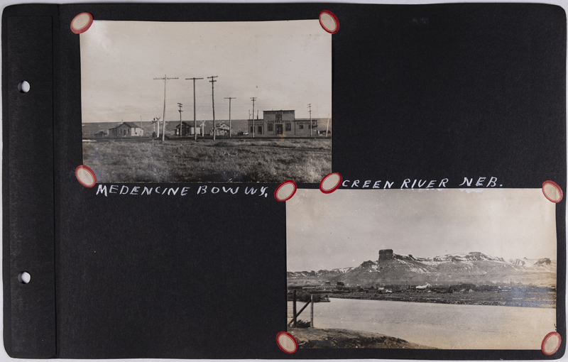 Top left: View of Medicine Bow, Wyoming.<br>Bottom right: Green River, Nebraska.