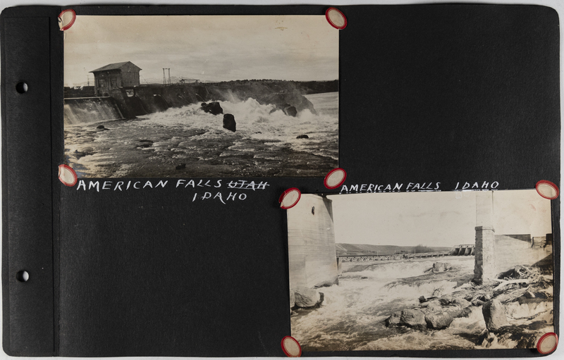 Top left: Water flowing through dam, American Falls, Idaho.<br>Bottom right: Dam spillway, American Falls, Idaho.